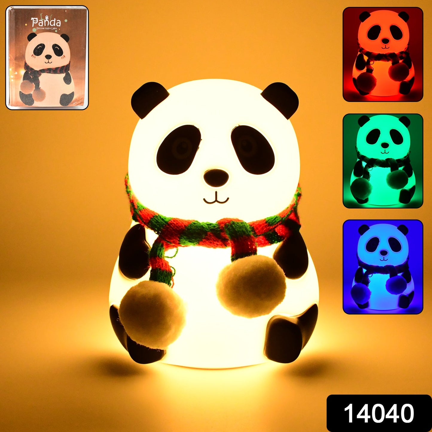 Cute Panda LED Bedside Night Light – 7-Color Touch Control