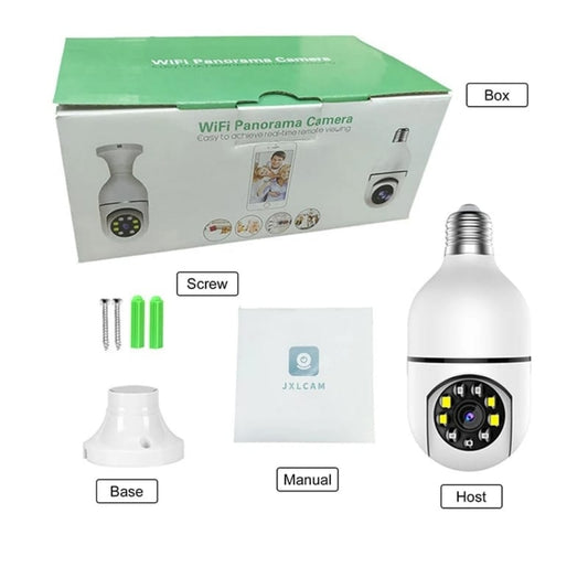 Wifi Smart CCTV Bulb Camera 1080P, Night Vision IP Camera, PTZ Camera, 4X Digital Zoom Monitor, Home Security System, WiFi Camera Full Color