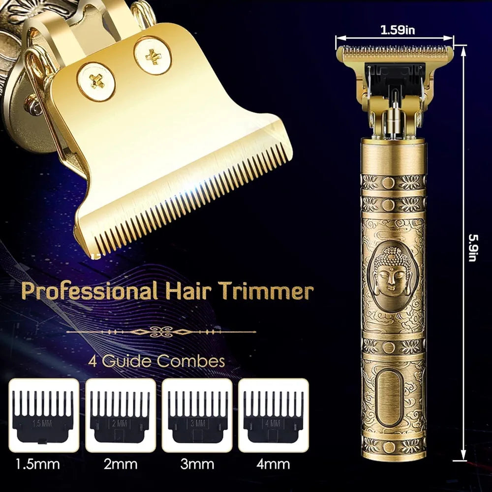 Cordless Rechargeable Hair & Beard Metal Trimmer for Men – Precision Body Grooming Clipper for Home & Salon