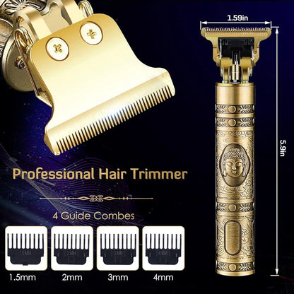 Cordless Rechargeable Hair & Beard Metal Trimmer for Men – Precision Body Grooming Clipper for Home & Salon