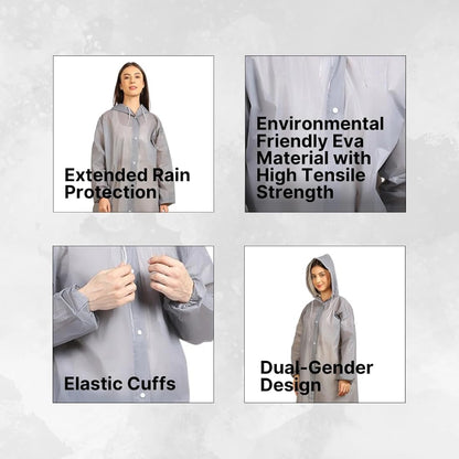 EVA Waterproof Rain Poncho with Hood – Reusable Lightweight Raincoat for Men & Women