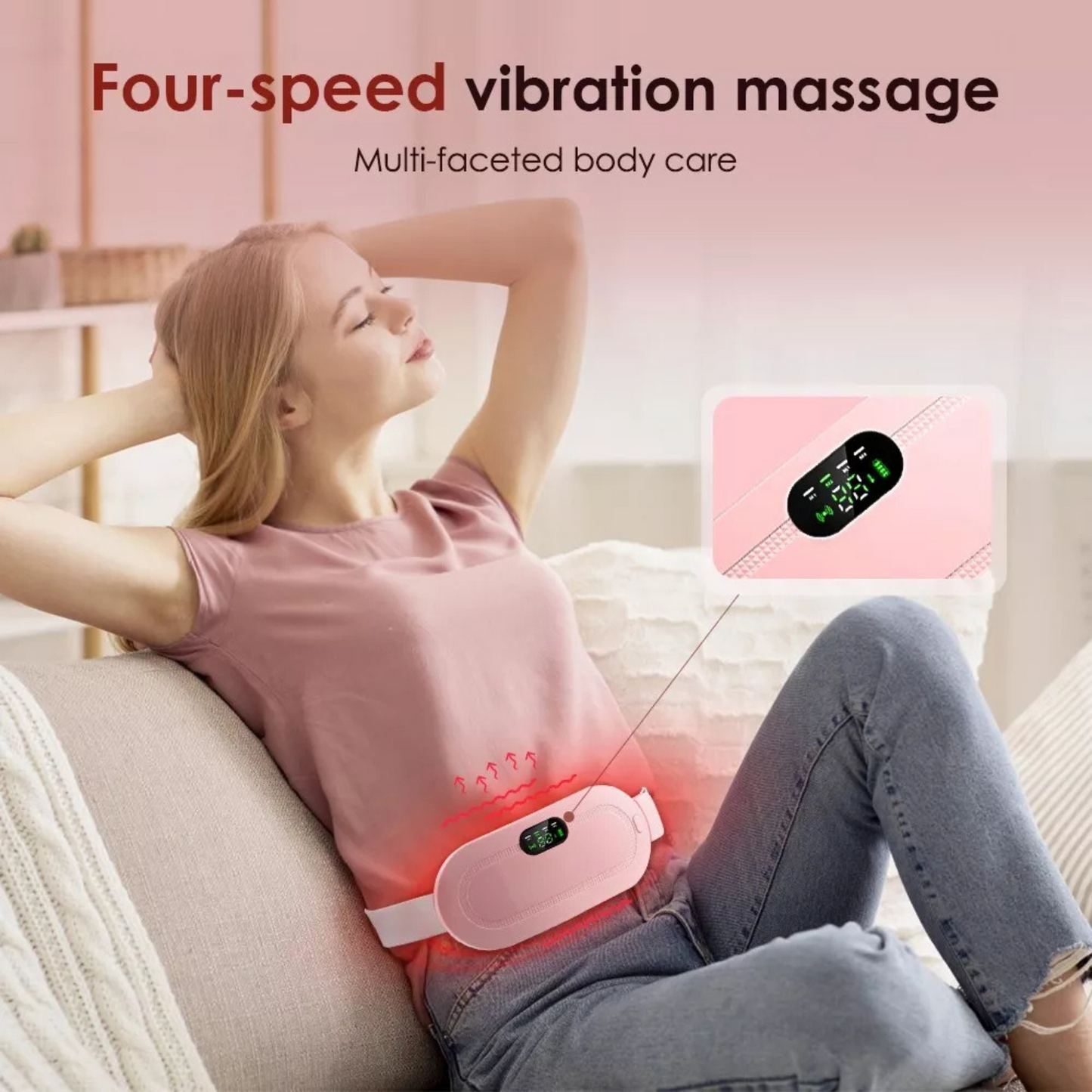 Rechargeable Electric Heating Massage Belly Wrap Belt for Cramps, Menstrual Period, Back Pain