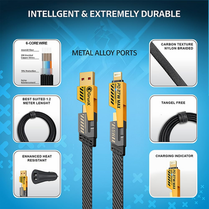 4-in-1 PD Fast Charge Cable | USB-A/Lightning/Dual Type-C