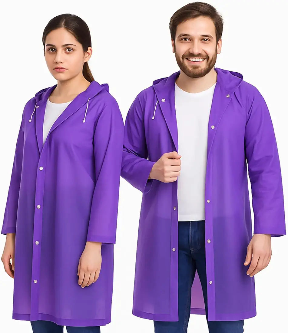 EVA Waterproof Rain Poncho with Hood – Reusable Lightweight Raincoat for Men & Women