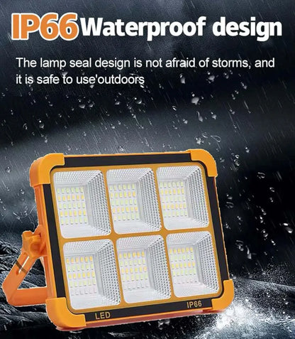 Portable 300W Solar LED Work Light – IP66 Waterproof, USB Rechargeable Floodlight for Outdoor Jobs, Car Repair & Camping