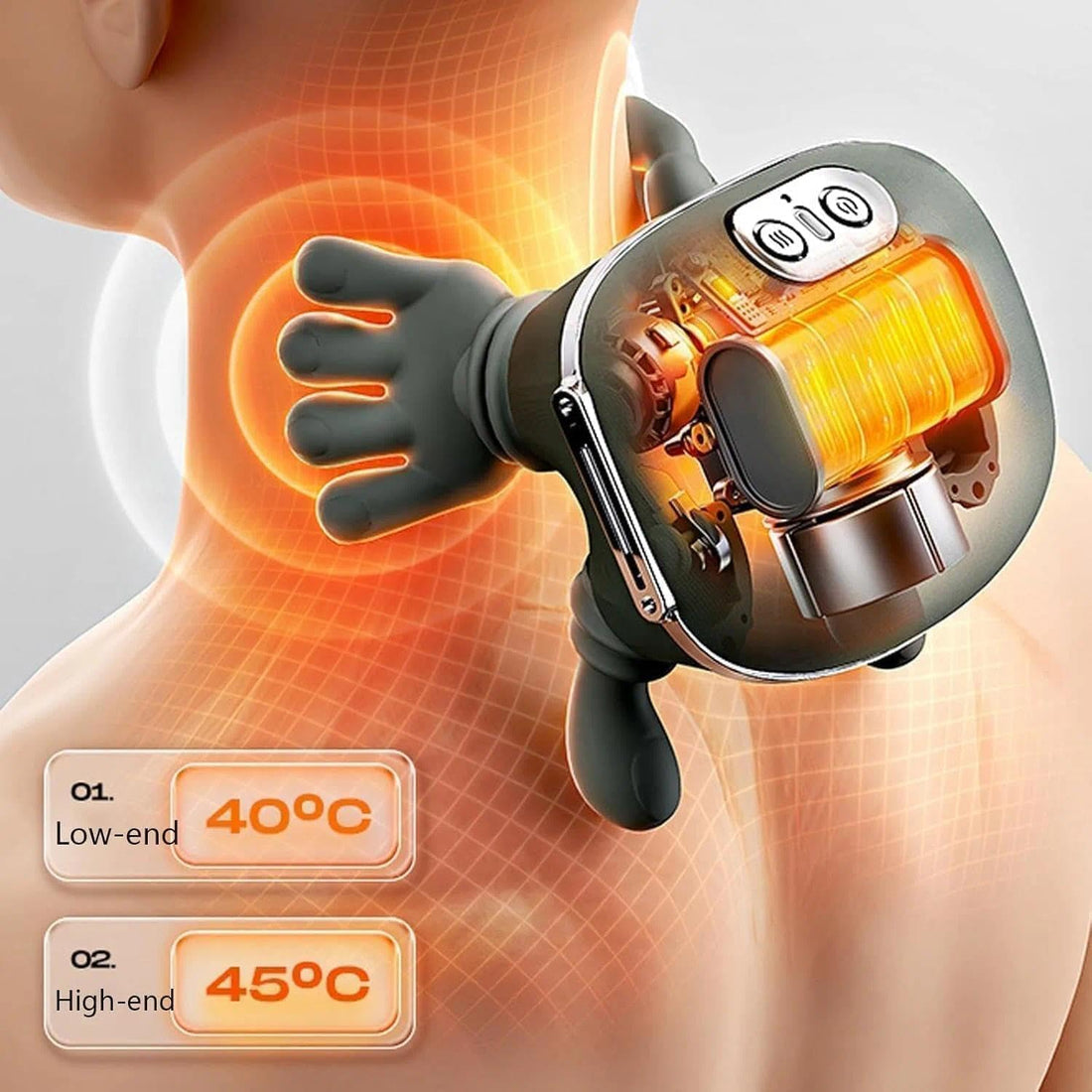 Bionic Heated Massager, Wireless Portable Neck & Back Massager