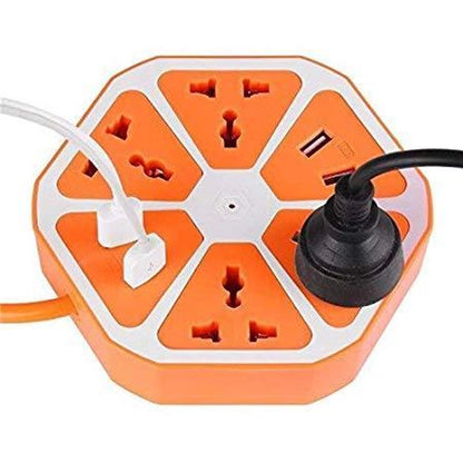 Hexagon Electrical Extension Cord Power Socket with 4-Outlet with 4-USB