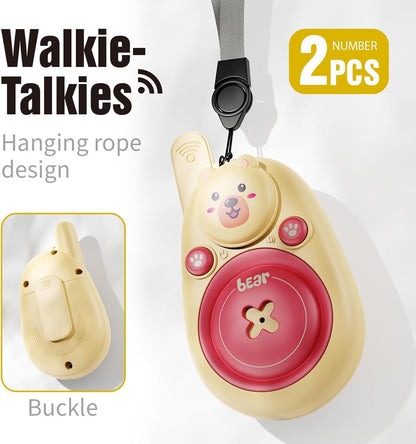 Cartoon Bear Walkie-Talkies (Set of 2) – Handheld Intercom 300 Meters Communication Distance Toy Outdoor Indoor