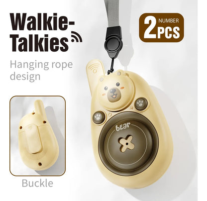 Cartoon Bear Walkie-Talkies (Set of 2) – Handheld Intercom 300 Meters Communication Distance Toy Outdoor Indoor