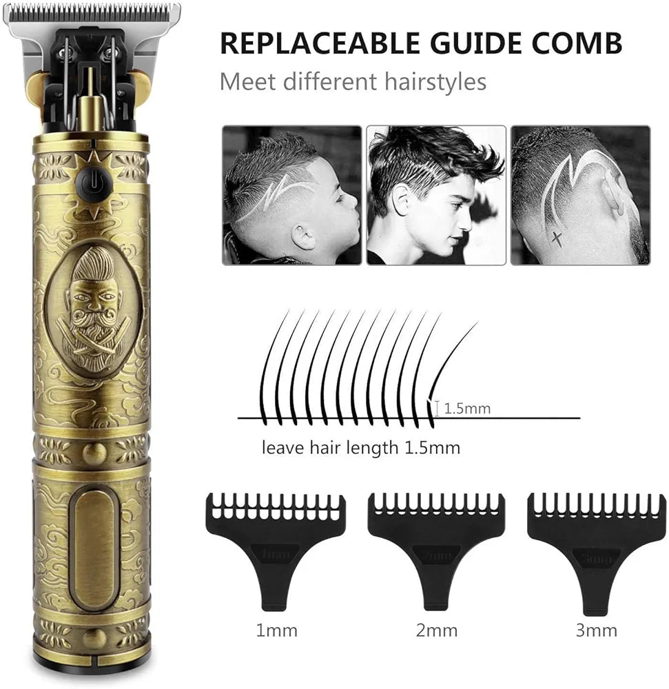 Cordless Rechargeable Hair & Beard Metal Trimmer for Men – Precision Body Grooming Clipper for Home & Salon