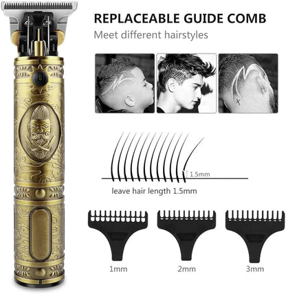 Cordless Rechargeable Hair & Beard Metal Trimmer for Men – Precision Body Grooming Clipper for Home & Salon