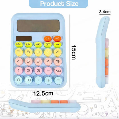 12-Digit Desktop Calculator with Large Display – Solar & Battery Dual Power, Cute Colorful Electronic Desk Calculator for Office, School & Students