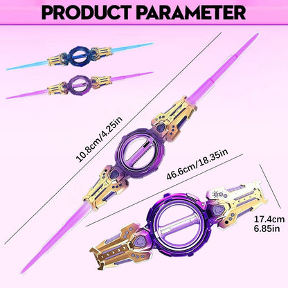 Fire Spin Double-Edged Lightsaber Toy – 360° Rotating Sword with 7-Color LEDs & Sound