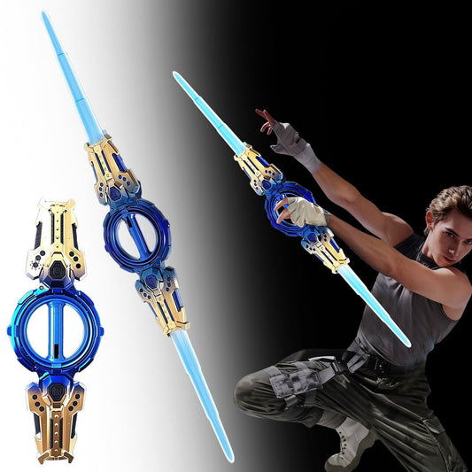 Fire Spin Double-Edged Lightsaber Toy – 360° Rotating Sword with 7-Color LEDs & Sound