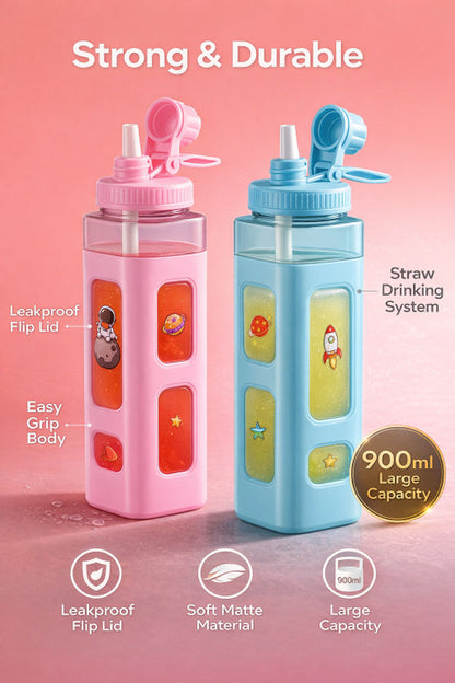 Kawaii Sipper Bottle 900ml with Removable Straw & Handle