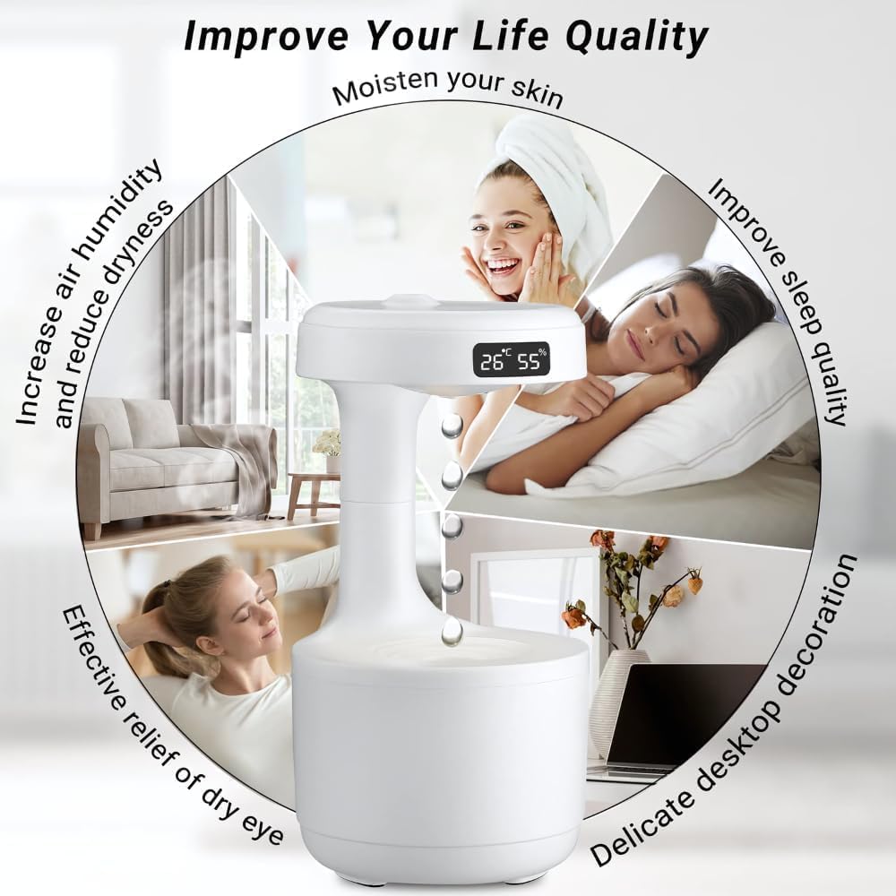 Anti-Gravity LED Aroma Humidifier with Floating Water Droplet Effect