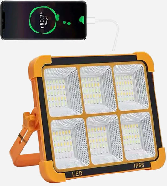 Portable 300W Solar LED Work Light – IP66 Waterproof, USB Rechargeable Floodlight for Outdoor Jobs, Car Repair & Camping