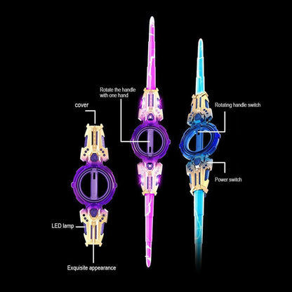 Fire Spin Double-Edged Lightsaber Toy – 360° Rotating Sword with 7-Color LEDs & Sound